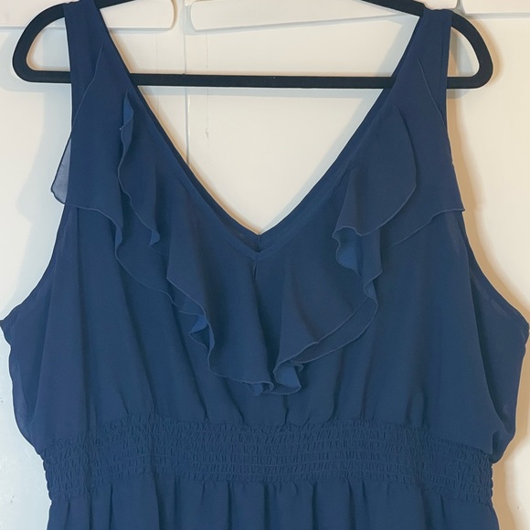 Old Navy Maxi Dress: Fully Lined Ruffled V Neck with Multi Colored Floral Print - Picture 5 of 16